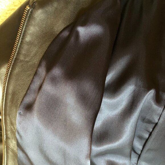 Casual Exposed Zip Lined Collared Genuine Leather Jacket Black sz M NWOT - Picture 6 of 6